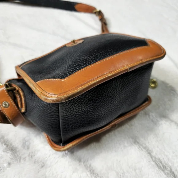 Vintage Dooney & Bourke Black Brown Leather Crossbody Satchel Bag Purse - Picture 9 of 16